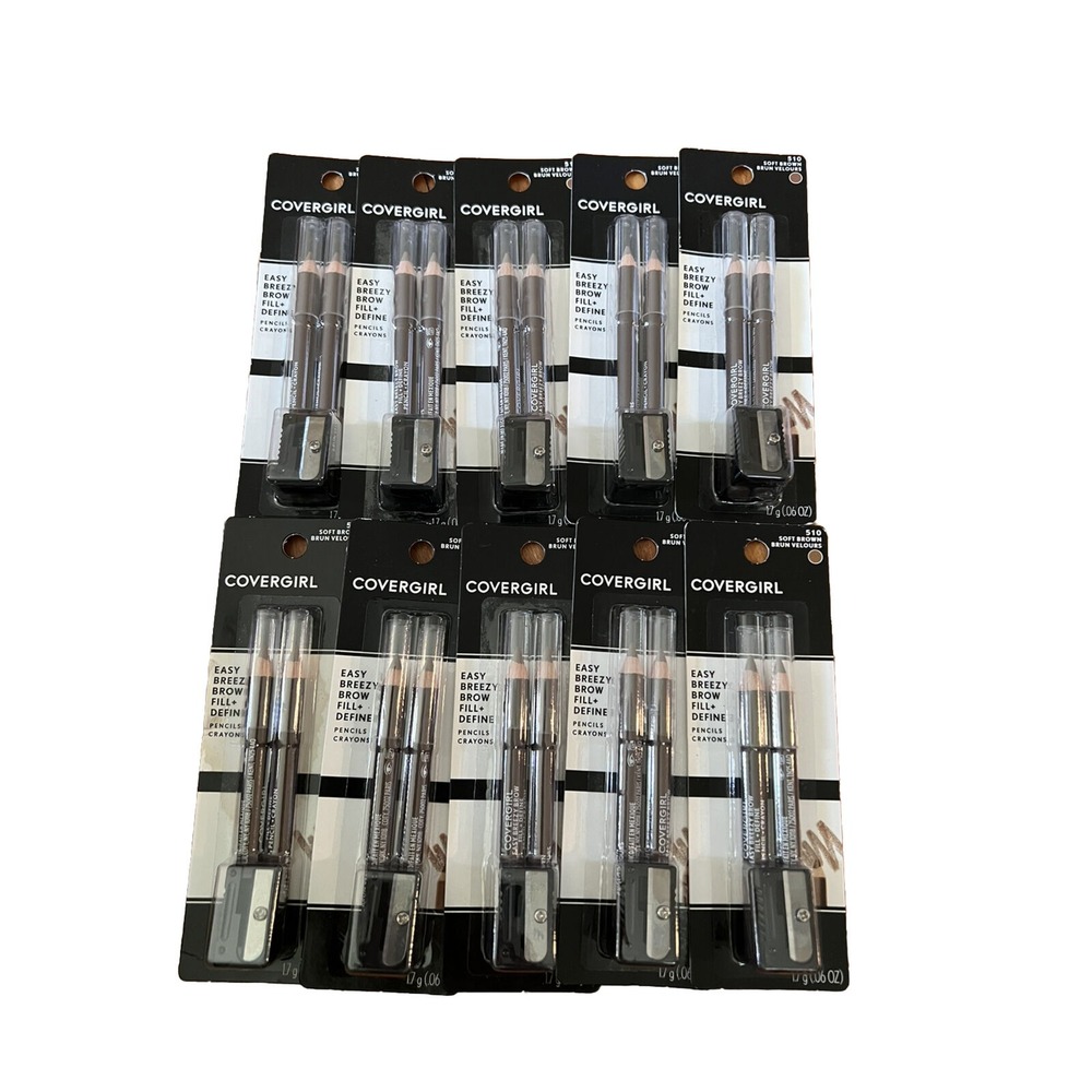 Lot Of 10 - Covergirl Easy Breezy Brow Fill & Define Pencil - # 510 Soft Brown